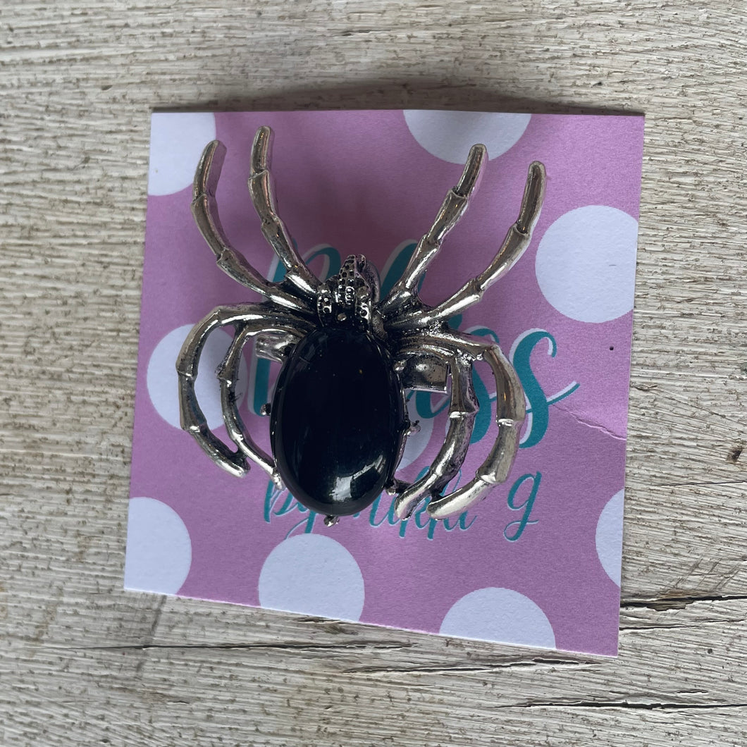 Onyx Spider Pin