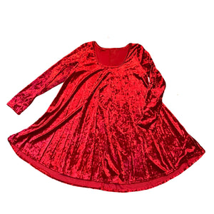 Red Velvet 3/4 Sleeve Tunic Dress