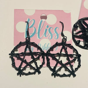 Black Pentagram Charm Earrings- More Styles Available!