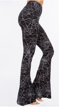 Load image into Gallery viewer, Black and White Spiderweb Print Bell Bottom Leggings
