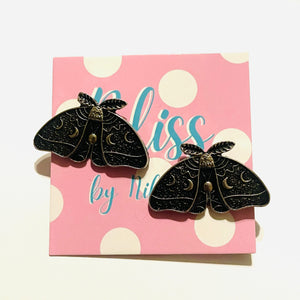 Moon Moth Stud Earrings