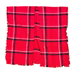 Red and Black and White Plaid Shawl