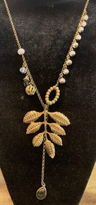 Rose Beads and Laurel Leaf Necklace