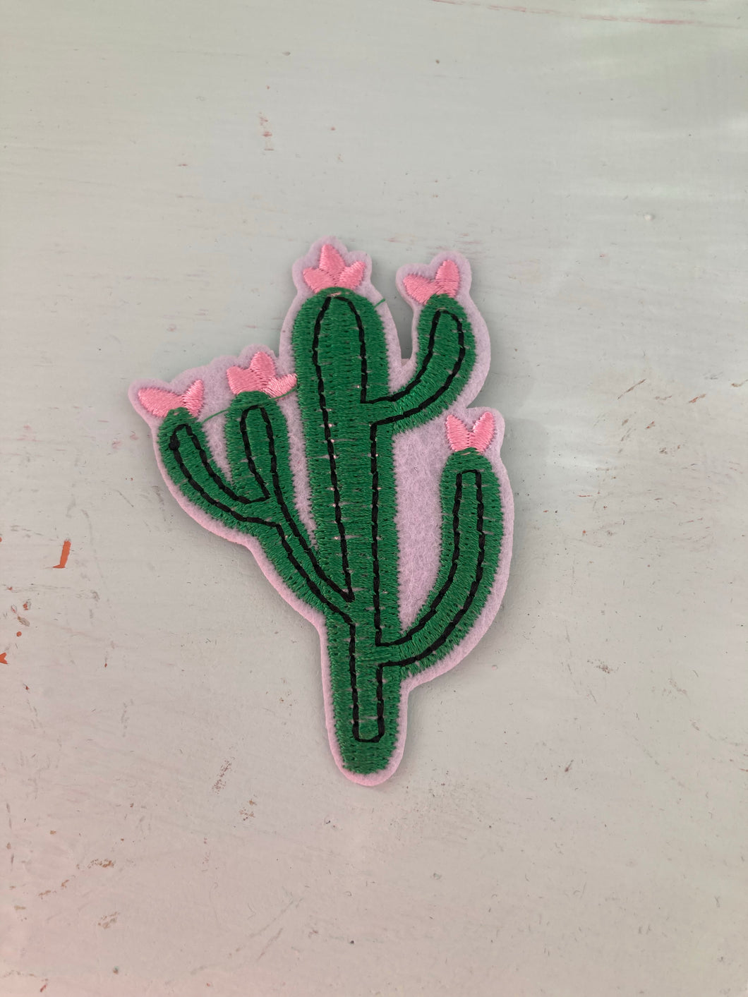 Saguaro Cactus with Pink Flowers Mini Patch