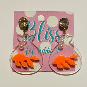 Lil Goldfish Bag Acrylic Statement Earrings