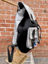 Load image into Gallery viewer, Silver and Black Large Custom Leather OOAK Backpack
