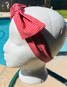 Headband Red with White Stripes