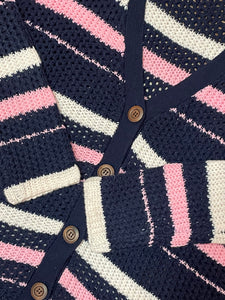 Navy and Pink Stripe Cardigan