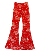 Load image into Gallery viewer, Crimson Dragon Flared Legging Pants
