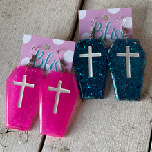 Load image into Gallery viewer, Xtra Large Cross Coffin Resin Statement Earrings- More Styles Available!
