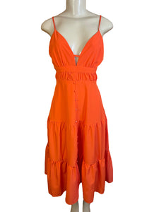 Tangerine Open Back Strappy Tiered Dress