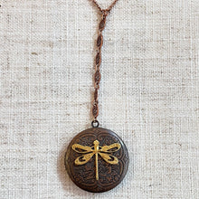Load image into Gallery viewer, Copper Dragonfly Locket Necklace
