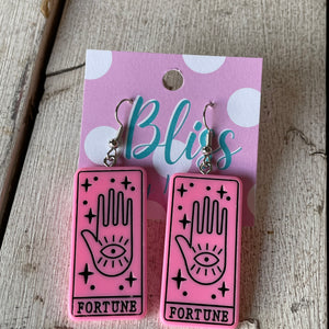 Fortune Tarot Card Glitter Acrylic Statement Earrings- More Colors Available!