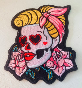 Pinup Skeleton Lady Bust Patch