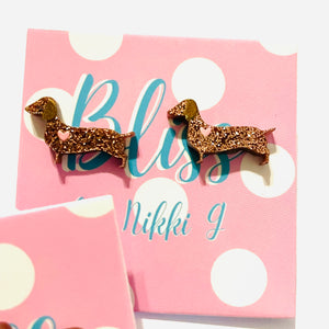 Weiner Dog Glitter Stud Earrings- More Styles Available!