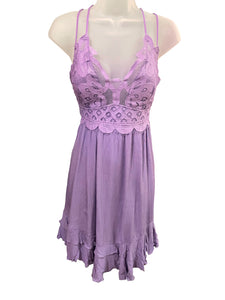 Lavender Lace and Hanky Hem Summer Dress