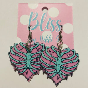 Pastel Drippy Ribcage Statement Earrings