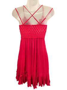 Burgundy Lace and Hanky Hem Summer Dress- S-3XL