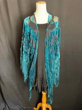 Load image into Gallery viewer, Teal Triangle Sleeved Shawl
