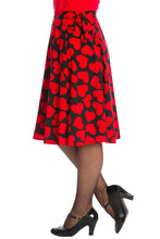 Load image into Gallery viewer, Black and Red Heart Wrap Tie Skirt
