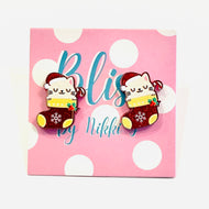 Cat Stocking Acrylic Stud Earrings