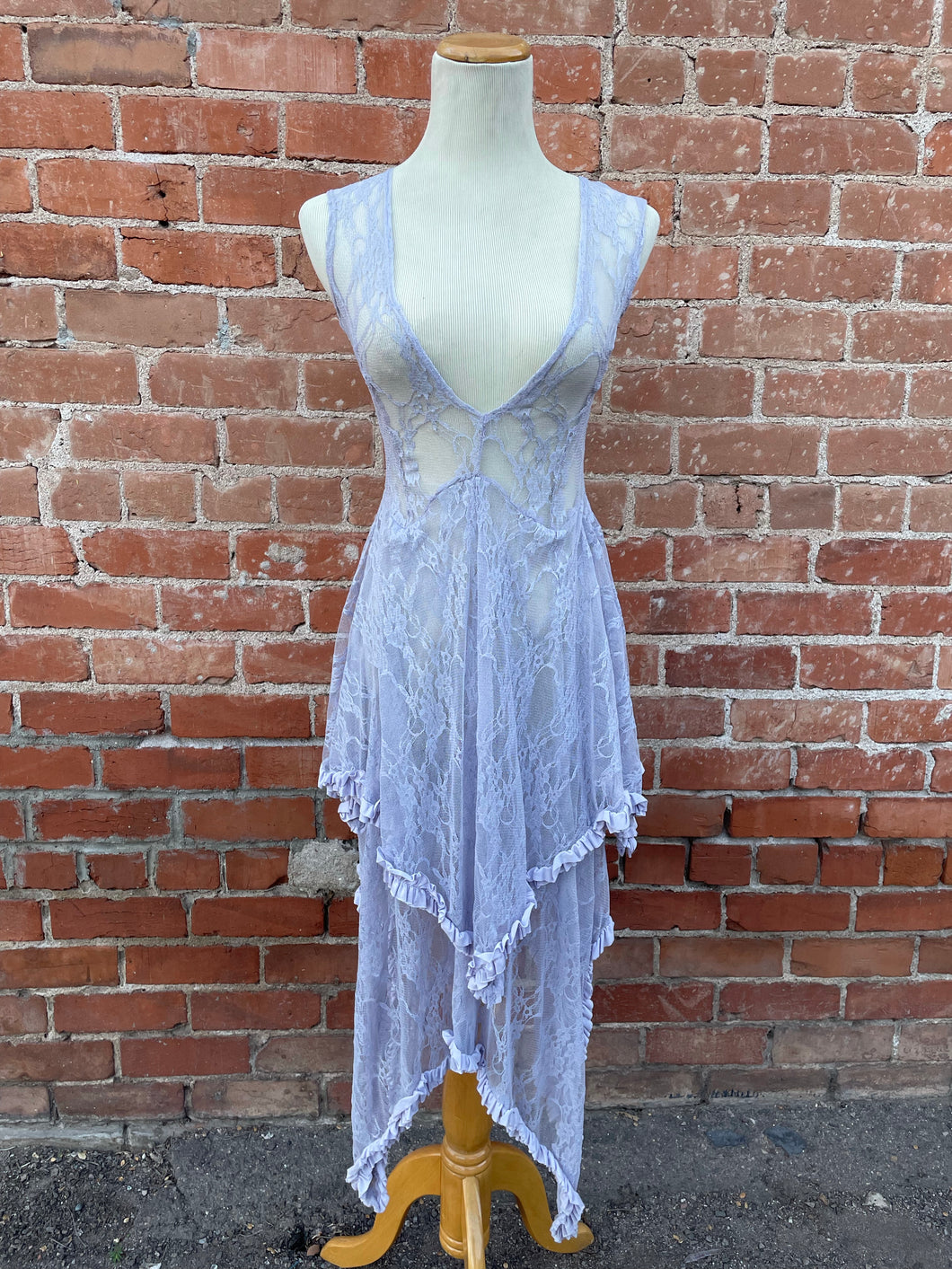 Lavender Lace Sheer Hanky Dress