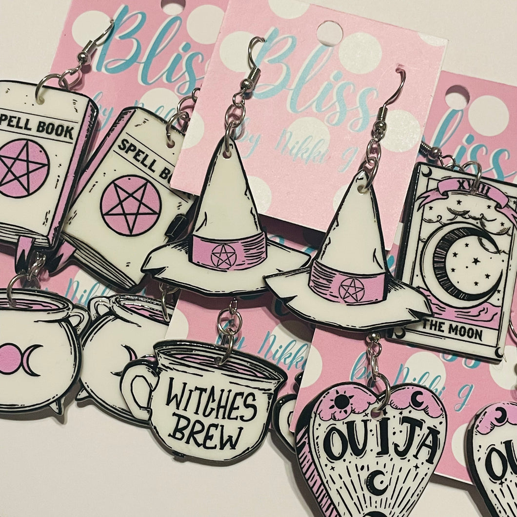 Pastel Pink and White Coven Vibes Statement Earrings- More Styles Available!