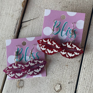 Glitter Lips With Bats Acrylic Statement Earrings- More Styles Available!
