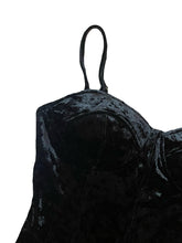 Load image into Gallery viewer, Black Bustier Style Velvet Mini Dress
