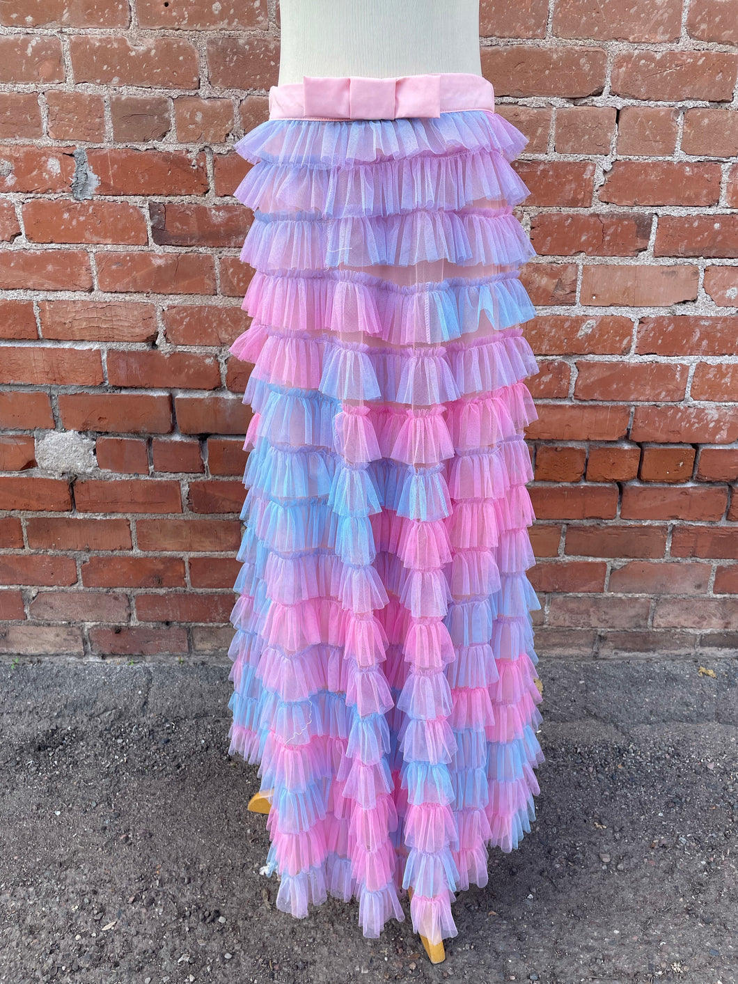 Pink and Blue Tiered Skirt