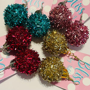 Tinsel Christmas Ball Earrings- More Styles Available!