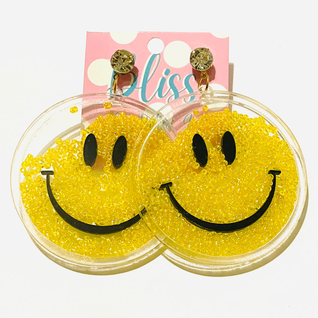 Smiley Face Bead Shaker Acrylic Statement Earrings