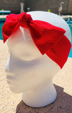 Load image into Gallery viewer, Headband Red Mini White Polka Dots
