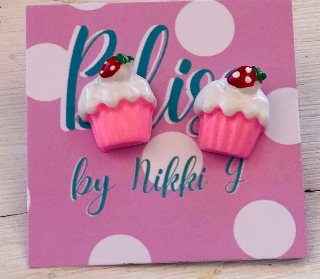Strawberry Cup Cake Stud Earring