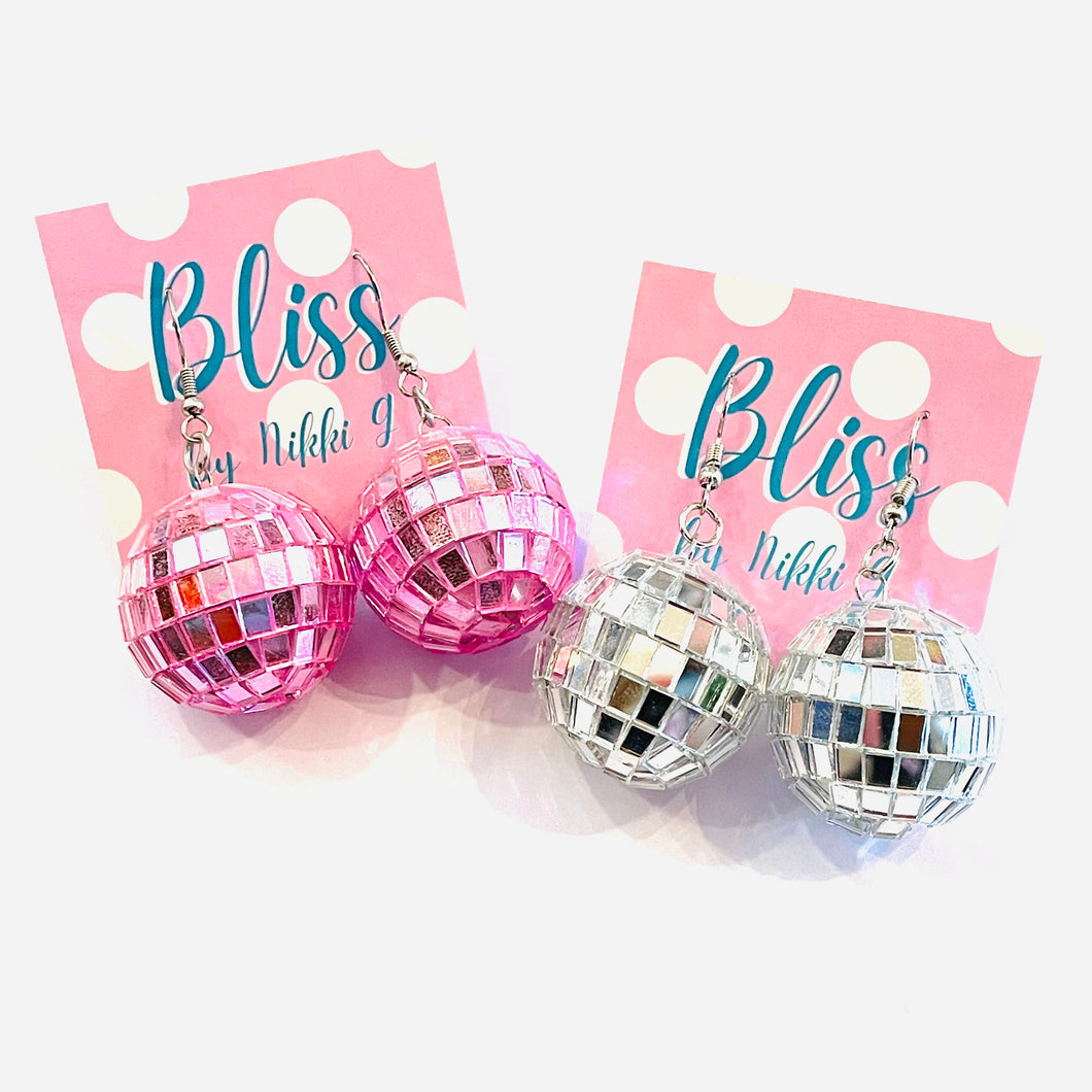 Mirrored 3D Disco Ball Statement Earrings- More Styles Available!