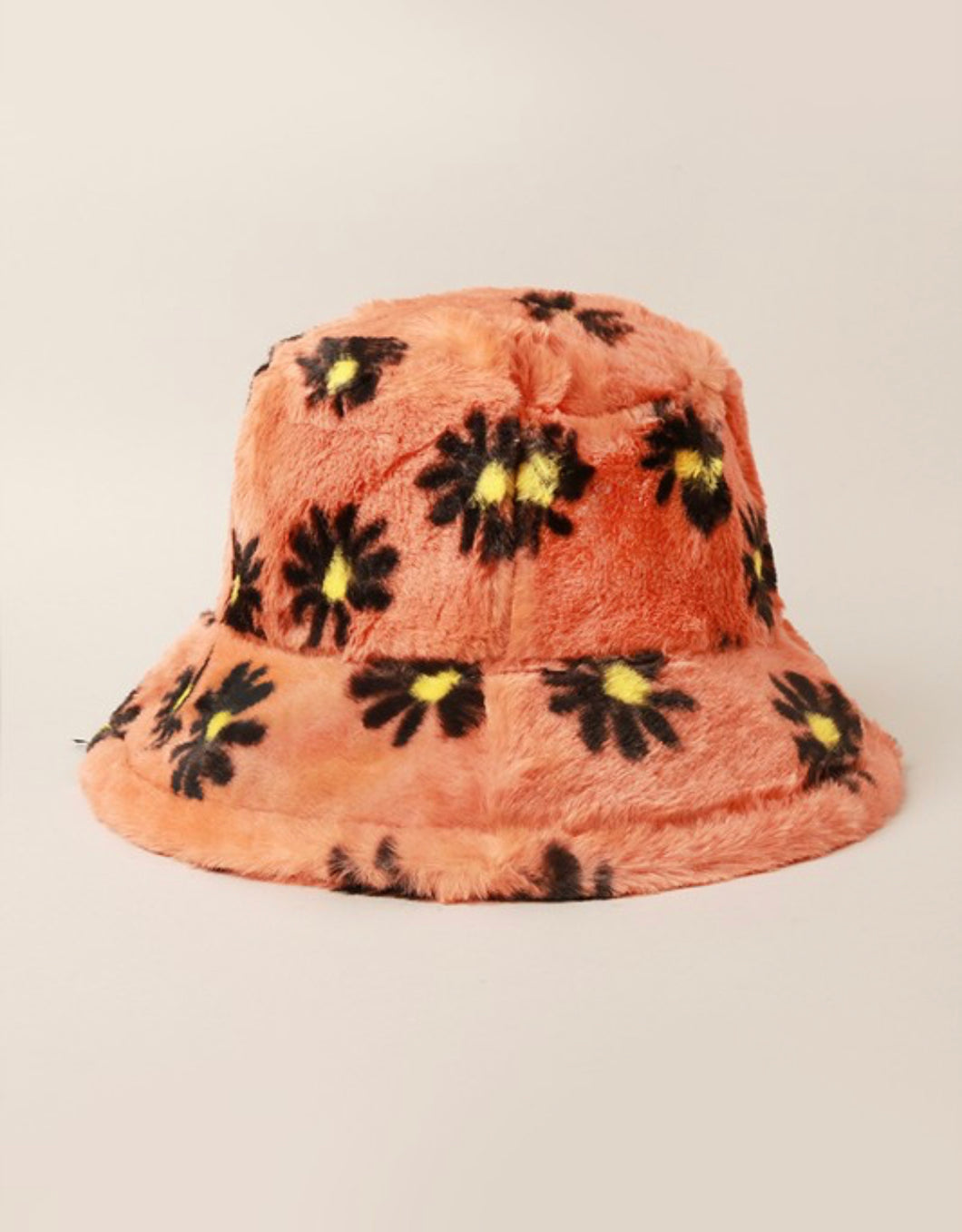 Orange Fuzzy Daisy Bucket Hat