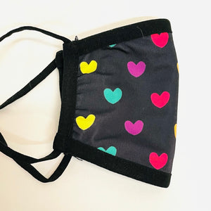 Youth Rainbow Hearts Cotton Face Mask