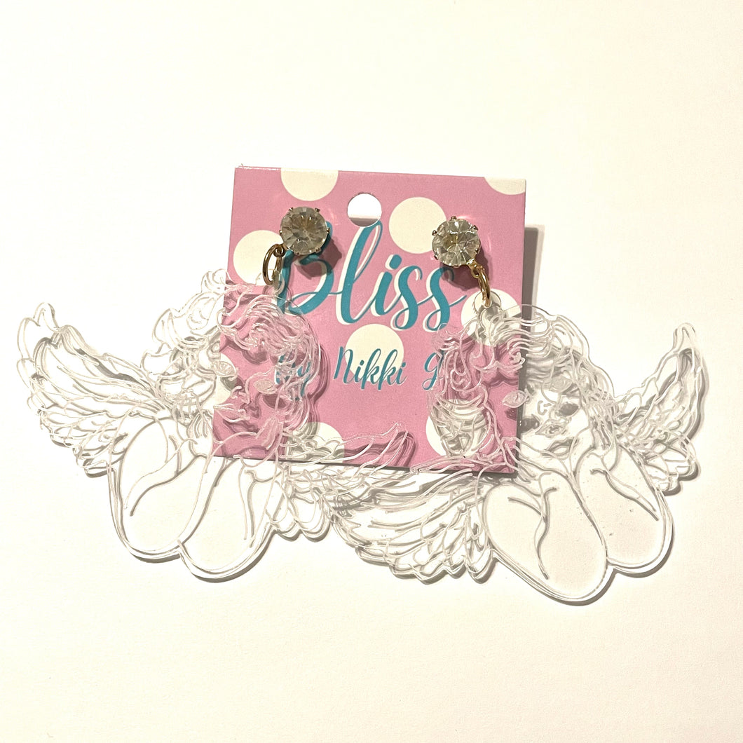 Translucent Renaissance Angel Acrylic Statement Earrings