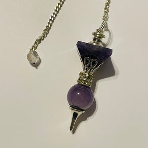 Amethyst Pyramid and Ball with Point Pendulum