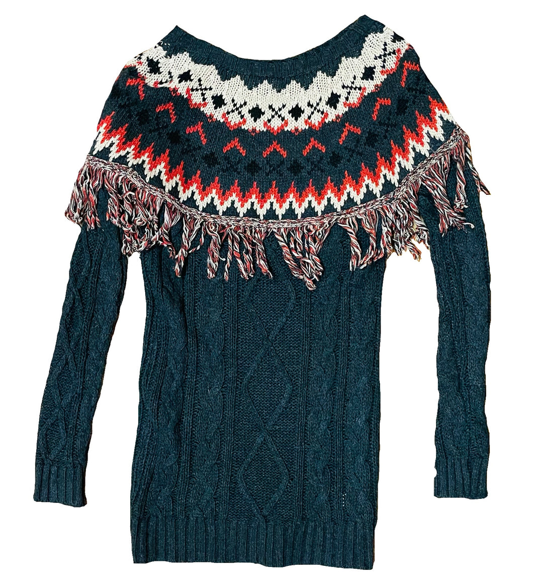Knit Fringe Sweater Dress
