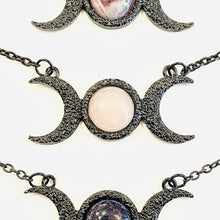 Load image into Gallery viewer, Stone Centered Triple Moon Necklace- More Styles Available!
