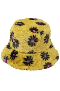 Yellow Fuzzy Daisy Bucket Hat