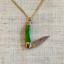 Load image into Gallery viewer, Green Miniature Pocket Knife Necklace
