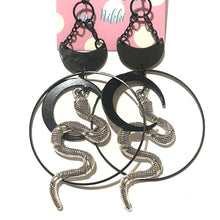 Load image into Gallery viewer, Encircled Snakes and Moons Statement Earrings- More Styles Available!
