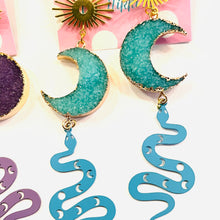 Load image into Gallery viewer, Druzy Moon and Snake Statement Earrings- More Styles Available!
