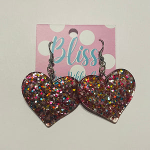 Big Chunky Glitter Heart Statement Earrings- More Styles Available!