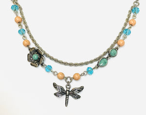 90's Dragonfly and Beads Choker