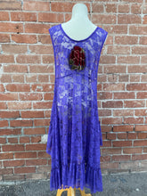 Load image into Gallery viewer, Peacock Purple Sleeveless Lace Dress

