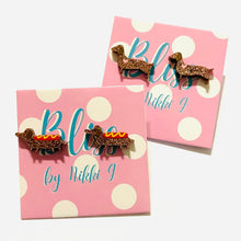 Load image into Gallery viewer, Weiner Dog Glitter Stud Earrings- More Styles Available!
