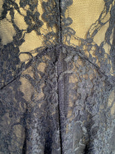 Load image into Gallery viewer, Navy Lace Sheer Hanky Dress
